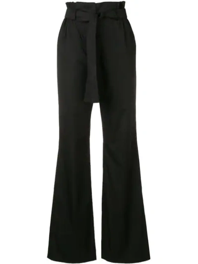 Moschino Techno Cotton High Rise Trousers In Black
