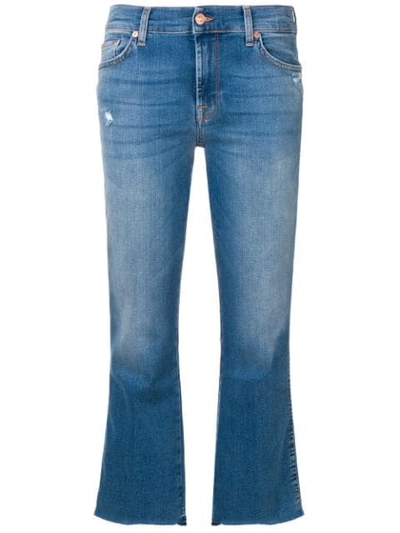 7 For All Mankind Cropped Flared Trousers In Blue
