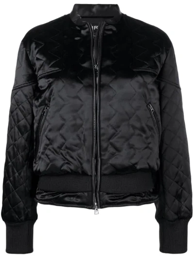 Tom Ford Quilted Satin Bomber Jacket In Black