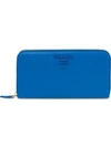 Prada Saffiano Leather Wallet In Blue