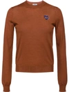 Prada Logo Sweater In Brown