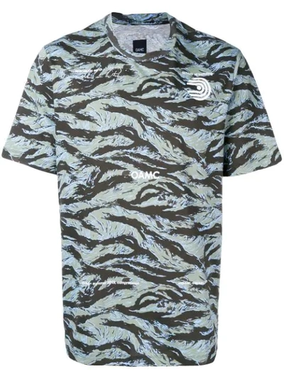 Oamc Schule Camouflage Cotton T-shirt In Green