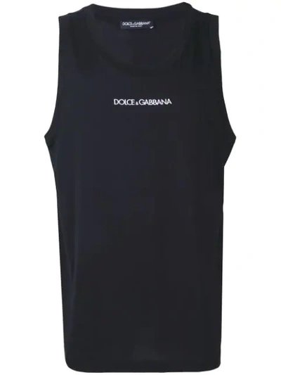 Dolce & Gabbana Sleeveless Logo Tank Top In Black