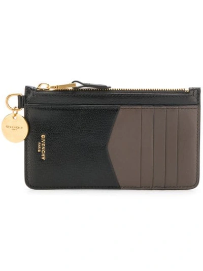 Givenchy Black Gv3 Zipped Leather Card Holder In Black/grey