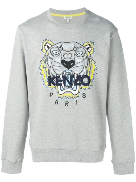 Kenzo Tiger Cotton Sweatshirt In Pearl Grey | ModeSens