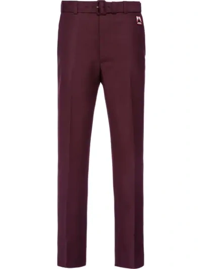 Prada Bootcut Tailored Trousers In Red