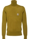 Prada Jacquard Logo Rollneck Jumper In Green