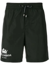 Dolce & Gabbana Contrast Logo Swim Shorts In Black