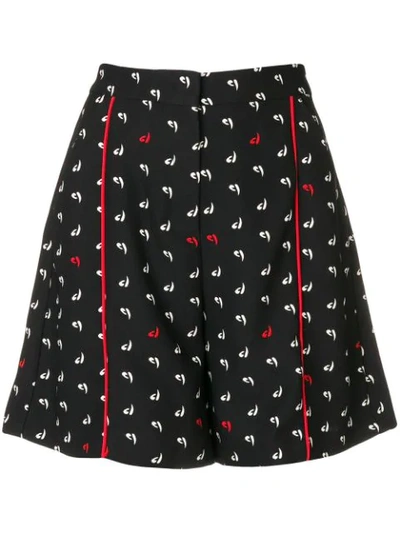 Pinko High Waisted Logo Print Shorts In Black