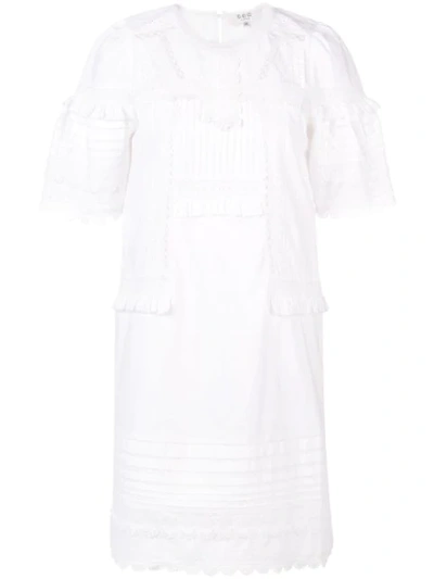 Sea Embroidered Doily Detailed Dress In White
