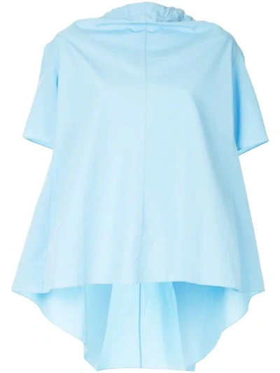 Marni Bow-tied Short Sleeve Blouse In Blue