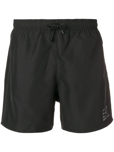Ea7 Logo Print Swim Shorts In Black