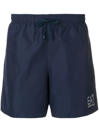 Ea7 Logo-patch Swimming Trunks In Blue