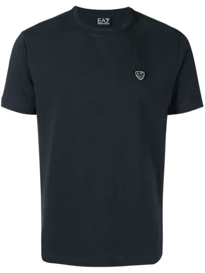 Ea7 Logo Appliqué T-shirt In Blue