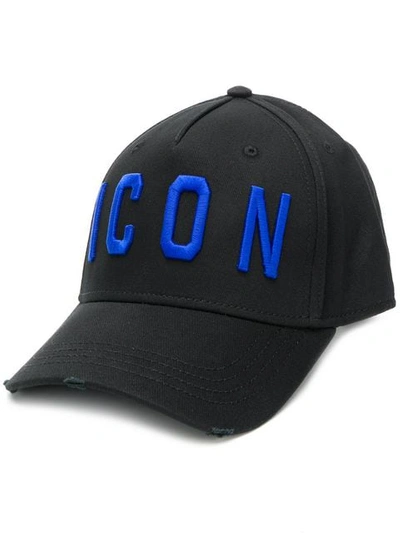 Dsquared2 'icon' Embroidered Cap In Nero + Blouette