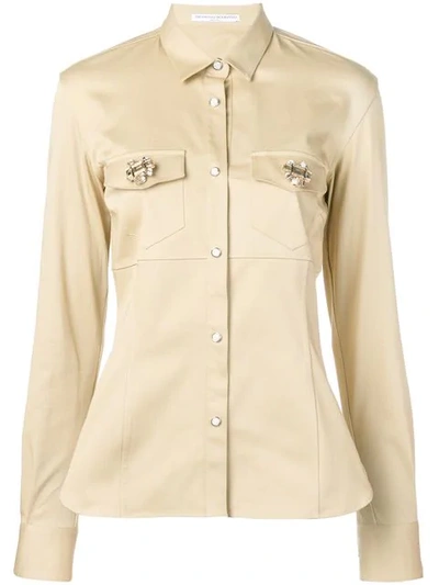 Ermanno Scervino Brooch Embellished Shirt In Yellow