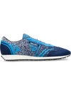 Prada Low-top Fabric Sneakers In Blue