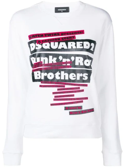 Dsquared2 'punk N Roll Brothers' Print Sweater In White