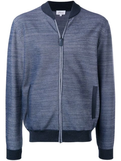Brioni Elbow Patches Bomber Jacket In Blue
