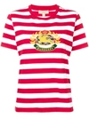Burberry Crest Appliqué Striped T-shirt - Red