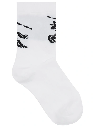 Burberry Ekd Intarsia Ankle Socks In White
