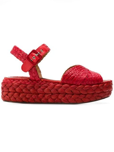 Clergerie Aude Flatform Sandals In Red