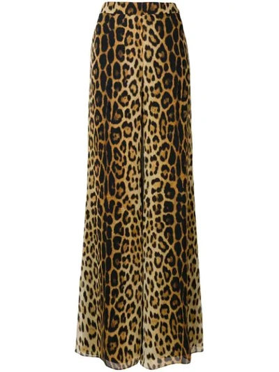 Moschino Flared Leopard Print Trousers In Multicolor