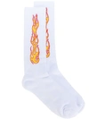 Palm Angels Flame Intarsia Socks In White