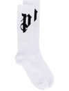 Palm Angels Logo Intarsia Socks - White