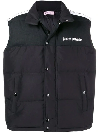 Palm Angels Logo Padded Gilet In Black