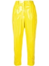 N°21 Nº21 Varnished High-waisted Trousers - Yellow