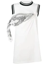 Sacai Scarf Sleeve Dress In White