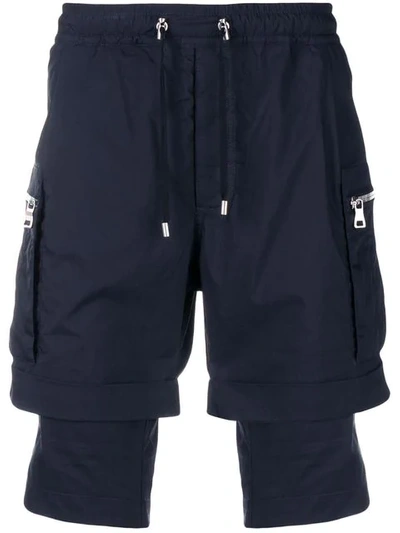 Balmain Drawstring Cargo Shorts In Blue