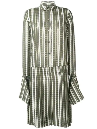 Rokh Checked Shirt Dress In Green