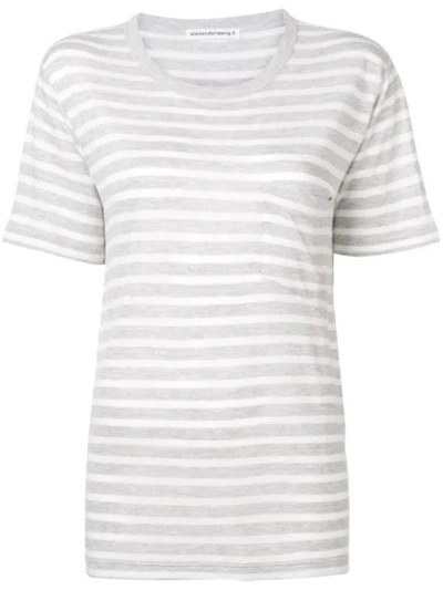 Alexander Wang T Striped Jersey T-shirt In Grey