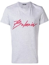 Balmain Metallic Logo T-shirt In Grey