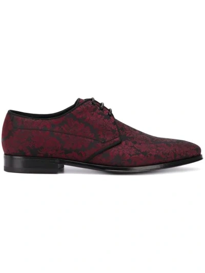 Dolce & Gabbana Floral Brocade Lace-up Shoes In Red