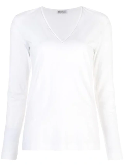 Brunello Cucinelli V-neck Sweater In White