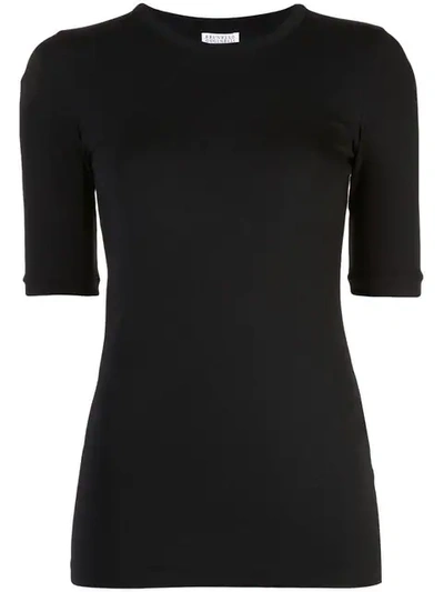 Brunello Cucinelli Cotton Jersey Fitted Jersey T-shirt In Black