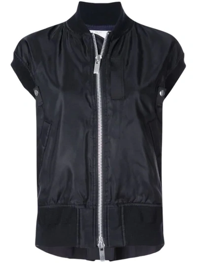 Sacai Sleeveless Bomber Jacket In Black