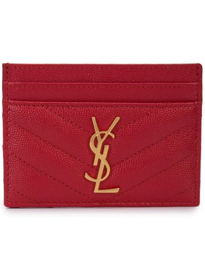 Saint Laurent Monogram Cardholder In Red