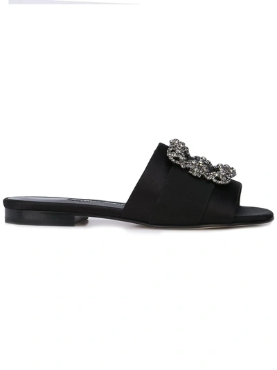 Manolo Blahnik Martamod Crystal Embellished Slide Sandal In Black
