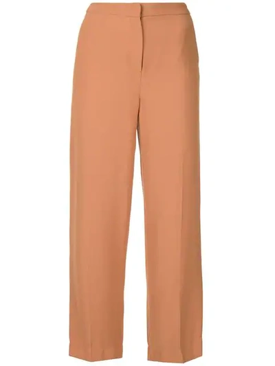 Bianca Spender Cropped Straight-leg Trousers In Brown