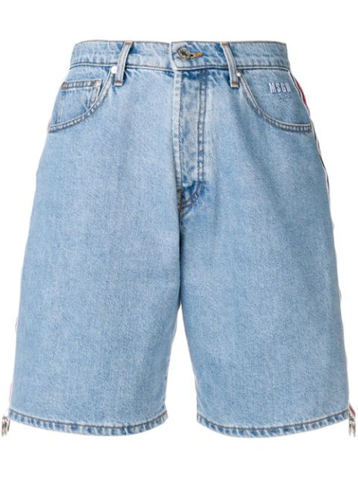 Msgm Denim Shorts In Blue