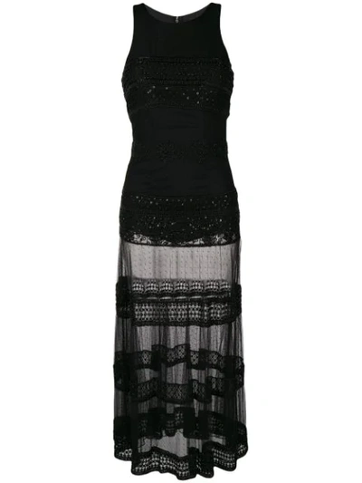 Parlor Sheer Skirt Fitted Dress In Black