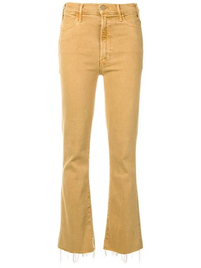 Mother Cropped Bootcut Trousers In Yellow