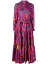 La Doublej Printed Belted Shirt Dress In Dragon Flower Fuxia