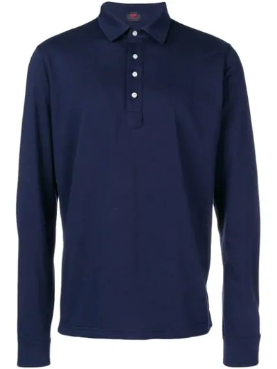 Mp Massimo Piombo Long Sleeve Polo Shirt In Blue
