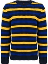 Mp Massimo Piombo Striped Chunky Sweater In Blue