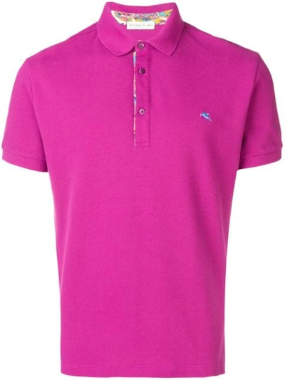 Etro Logo Embroidered Polo Top In Pink